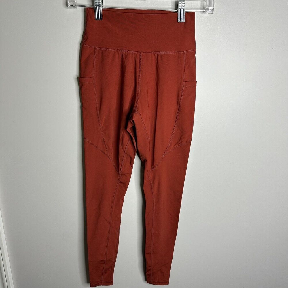 Women's Alphalete Size XS Rust Orange High Waisted Leggings Pockets Full Length